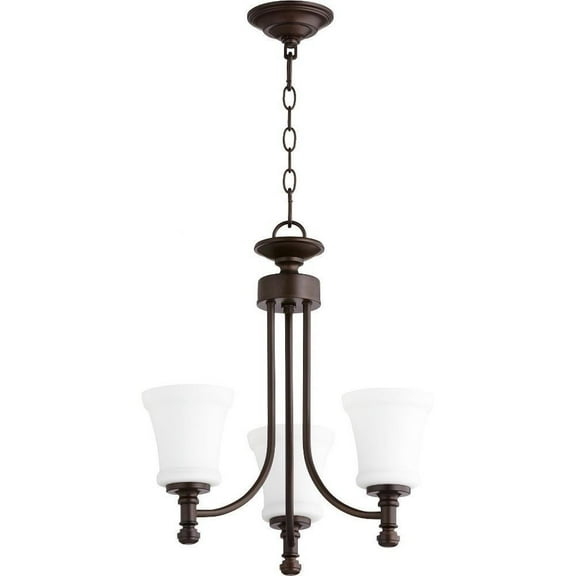 Transitional Three Light Chandelier-Oiled Bronze Finish-Satin Opal Glass Color Bailey Street Home 183-Bel-2534905