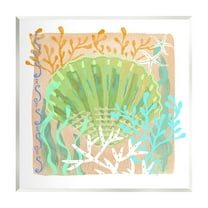 Stupell Industries Vivid Coral Overlay Beach Seashell Watercolor Pattern Graphic Art Unframed Art Print Wall Art, Design by unknown