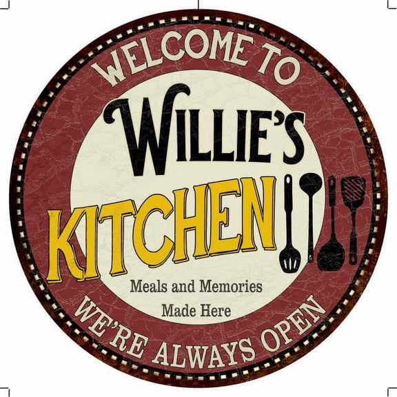 Willie's Kitchen 12" Round Metal Sign Bar Game Room Wall Déco 200120040221