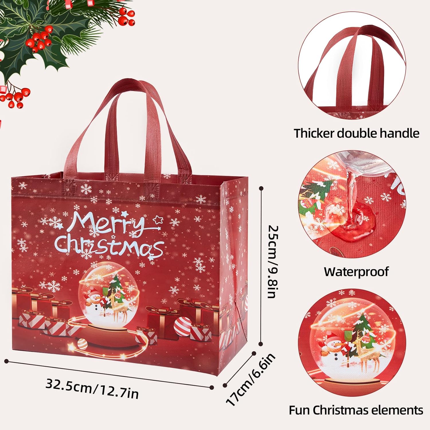 COCOBELA 8-Piece Christmas Large Gift Bags with Handles, Non-Woven photo 6