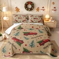 thumbnail image 2 of Erosebridal Christmas Truck Bed Spread Queen 3pcs,Merry Holiday Queen Coverlet Set,Brown,1 Quilt and 2 Pillowcases, 2 of 7