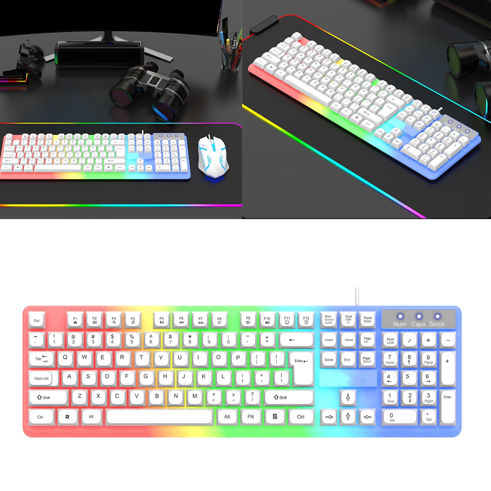 Mechanical Gaming Keyboard with LED Backlit Keyboard 104 Keys Corded Computer Keyboards for Laptop Gaming Work