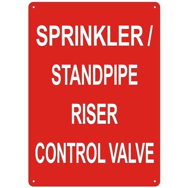 SPRINKLER-STANDPIPE RISER CONTROL VALVE SIGN - ( Reflective ...
