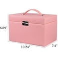 thumbnail image 2 of Kendal Large Leather Jewelry Box/Case/Storage/Organizer with Travel Case and Lock (Pink), 2 of 8