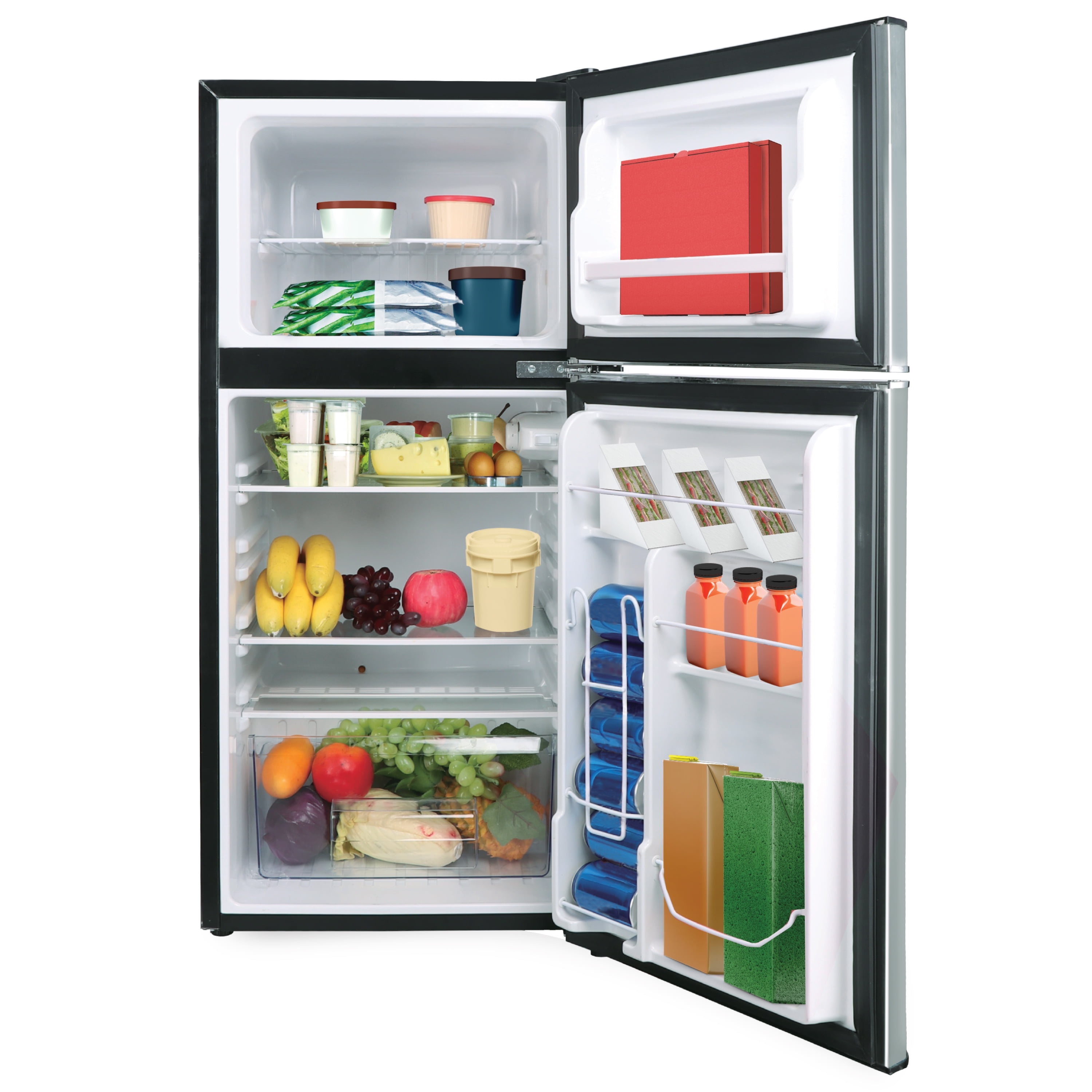 Frigidaire 4.5 Cu. ft. Compact Refrigerator with Freezer, 2-Door Mini Fridge for Apartment, Dorm, Office, Stainless Steel