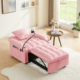 thumbnail image 2 of Jopath Convertible Sleeper Sofa Chair Bed,3 in 1 Velvet Single Sofa with Phone Holder & Cupholders,Pull Out Couch Recliner with Adjustable Backrest for Living Room, Office, Small Place,Pink, 2 of 14
