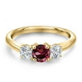 thumbnail image 3 of Gem Stone King 10K Yellow Gold Red Rhodolite Garnet and Lab Grown Diamond Engagement Ring for Women | 1.14 Cttw | Round 5MM | Gemstone January Birthstone | Size 5, 3 of 6