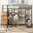 thumbnail image 2 of Full Size Loft Bed with Storage Staircase and Small Wardrobe, Metal Loft Bed Frame with Built-in Desk and Storage Shelves for Bedroom, No Box Spring Needed, Easy Assembly, Black, 2 of 7