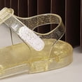 thumbnail image 5 of Drie Princess Shoes Toddler Jelly Sandals for Girls Closed Toe Princess Summer Dress Shoes Girls Non Slip Flat Water Jelly Sandals Gold,13, 5 of 7