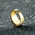 thumbnail image 3 of HOOUN Men's Gold Plated Wedding Rings Stainless Steel Emerald Signet Ring Biker Punk-7, 3 of 5