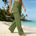 thumbnail image 5 of CHGBMOK Women's Pants High Waist Drawstring Wide Leg Pants Loose Casual Trousers with Side Pockets Solid Daily Versatile, 5 of 6