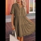 thumbnail image 3 of Vestido Informal de Mujer con Cuello en V, Corta, Corte A y Volantes, Color Caqui, Talla XL, 3 of 5