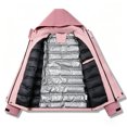 thumbnail image 5 of Vivianyo HD Women's Color Block Oversized Hooded Rain Jacket, Winter Thick Warm Windproof Graphene Jacket for Women, Sizes S-3XL, 5 of 9