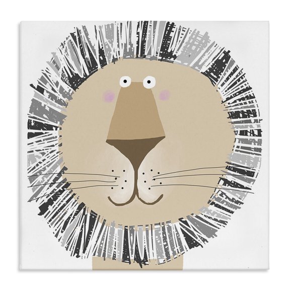 Stupell Industries Cottage Cartoon Lion Smile Canvas Art, 24 x 24, by Carla Daly