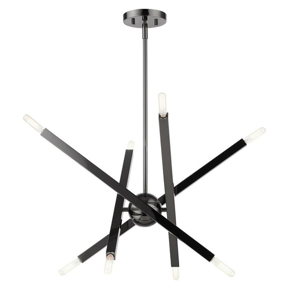 46985-46 Livex Lighting Moco - 8 Light Chandelier in Modern Style - 26 Inches wide by 21 Inches high-Black Chrome Finish    -Traditional Installation