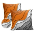 thumbnail image 2 of Outdoor Throw Pillow Cover Modern Abstract Wave Lines Waterproof Cushion Covers 2 Pack Ombre Orange White Grey Pillow Cases Home Decoration for Patio Garden Couch Sofa, 2 of 7