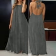 thumbnail image 2 of Taqqpue Women Summer Casual Sleeveless Maxi Dress 2026 Crewneck Loose Beach Travel Vacation Long Sundress Solid Color Plus Size Halter Dress for Women, 2 of 8