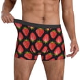 thumbnail image 3 of Men's Boxer Briefs, red strawberries print Soft Comfy Mens Underwear Boxer Briefs Breathable With Widen Waist, 3 of 7