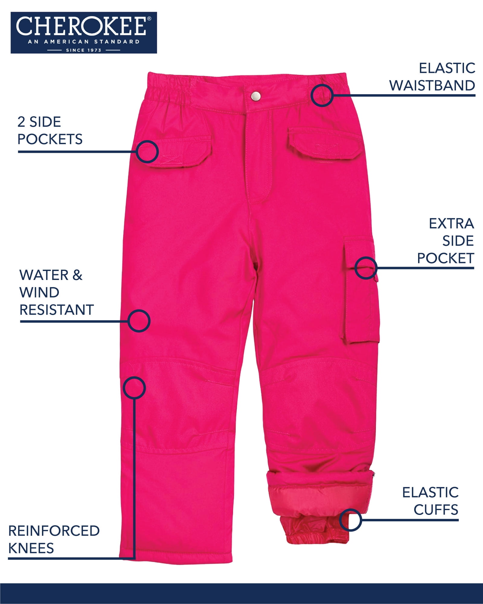 Cherokee Kids Snow Pants - Wind and Water Resistant Insulated Ski Pants for Boys and Girls