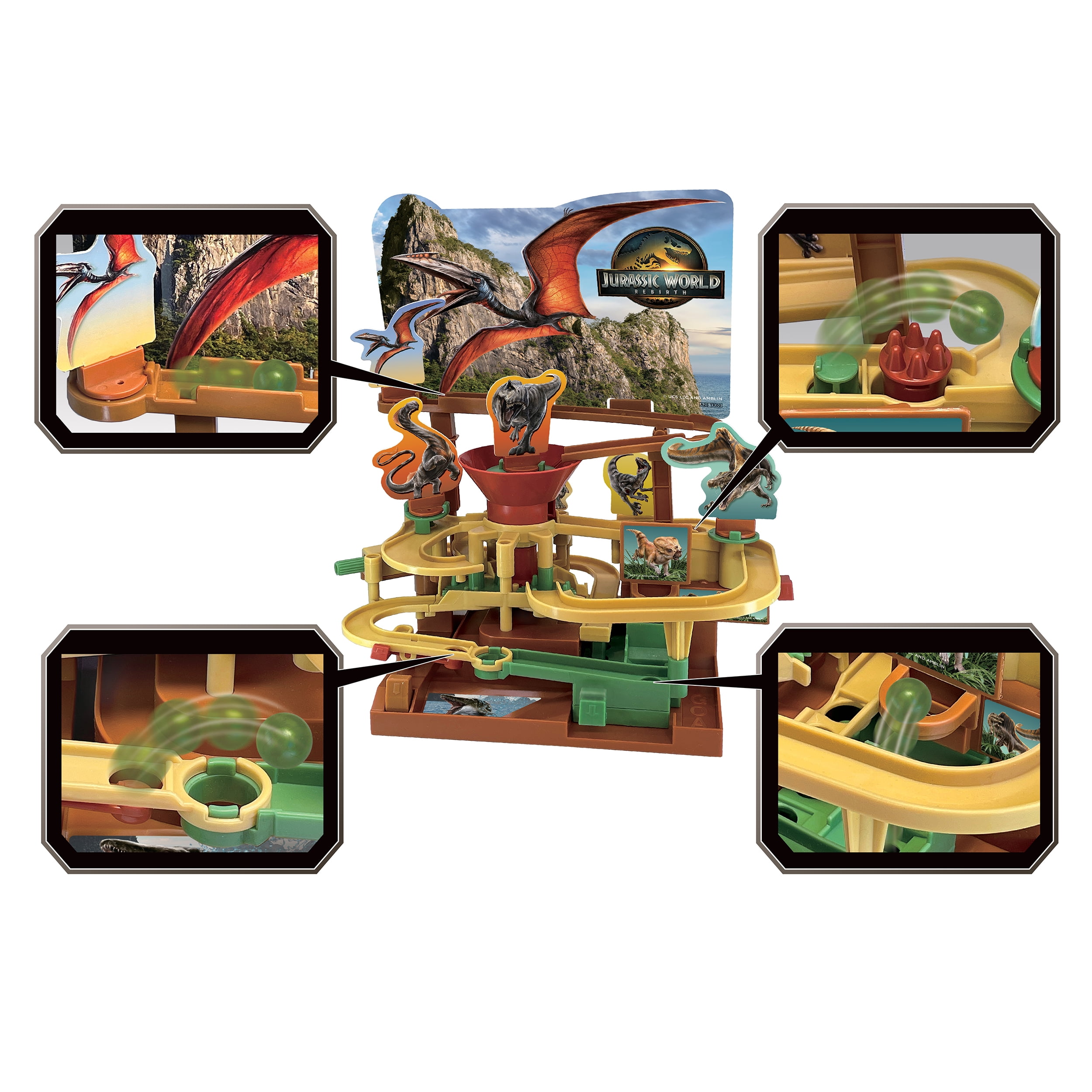 Epoch Games Jurassic World Rebirth Adventure Challenge -Tabletop Action Maze Game with Obstacles & Controls -1-Player Dinosaur Game for Kids Ages 4+