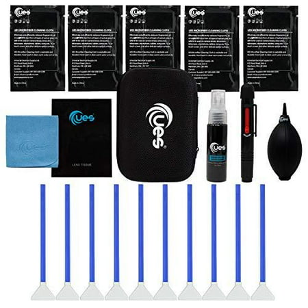 UES DSLR Camera Sensor and Lens Cleaning Travel Kit: Full-Frame Sensor Cleaning Swab, Cleaner, Air Blower, Microfiber Cloth, Lens Cleaning Pen, Lens Paper