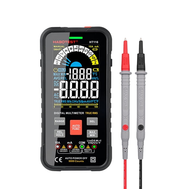 Digital Multimeter with 10000 Counts, KAIWEETS KM601 Intelligent Current Meter CAT III 1000V, CAT IV 600V, True RMS Auto-Range, Measures Voltage, Continuity, Resistance for Electricians.(Black)