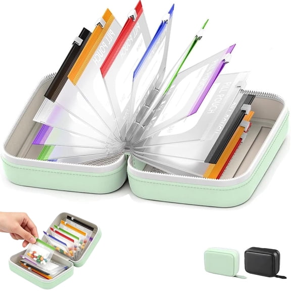 Self-Sealing Zipper Medicine Bags, Waterproof Travel Protection, Color-Coded Weekly Storage for Daily Pills, Supplements, Purse and Travel Use