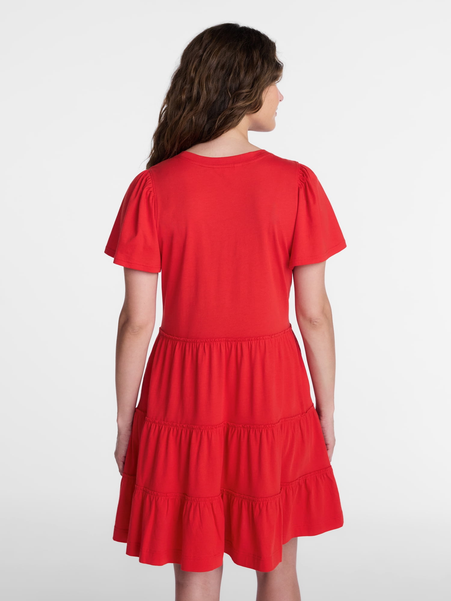 Time and Tru Women's and Women’s Plus Cotton Swing Dress with Short Sleeves, Sizes XS-4X