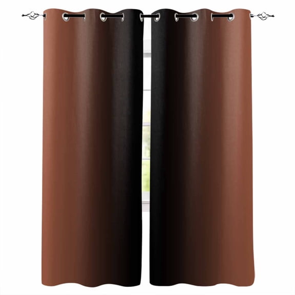 Dark Orange Black Ombre Blackout Curtains 84 Inches Long for Bedroom, Modern Gradient Abstract Art Thermal Insulated Room Darkening Black Out Window Curtain Panels Grommet Drapes for Living Room