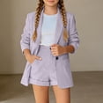 thumbnail image 2 of TBWNWG Girls Two Piece Button Down Long Sleeve Short formal Outfit for Everyday Casual School Spring Summer Girls Age 3 to 14, 2 of 7