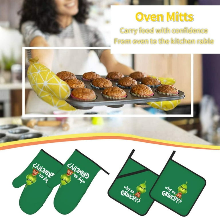 GROBRO7 6Pcs Funny Oven Mitts Pot Holders Set The Kitchen is The Heart of  The Home