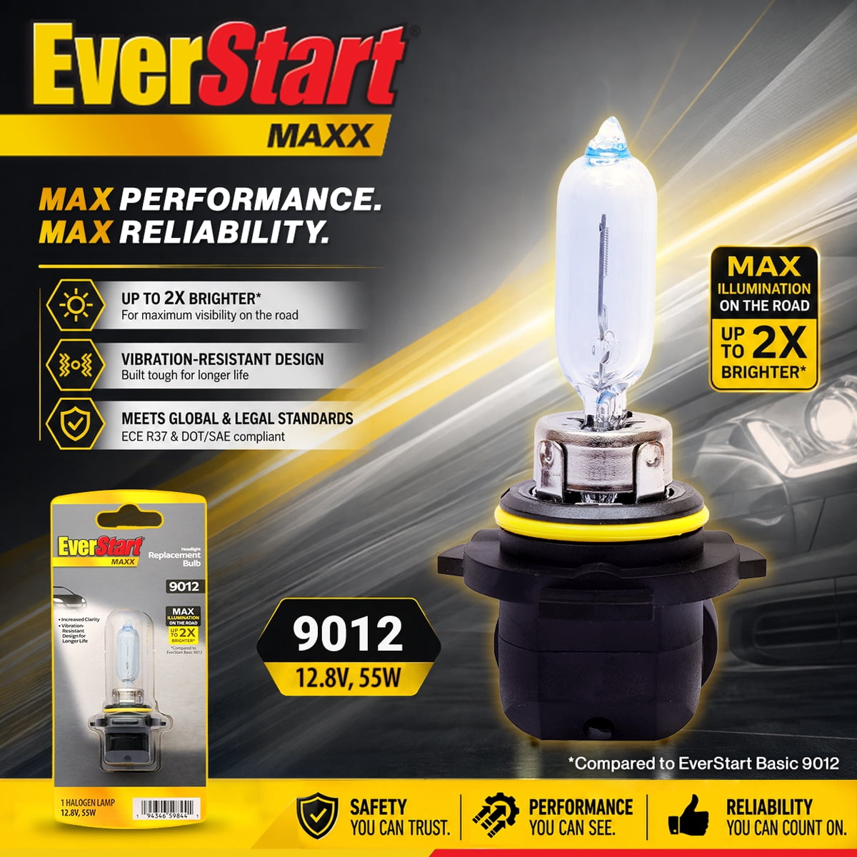 EverStart Maxx 9012 Halogen Headlight Bulb, 1 Pack, Compatible with Multiple Cars