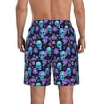 thumbnail image 3 of KLL purple flower blue Skull Men's Casual Summer Beach Shorts Hawaiian Shorts with Pockets-Large, 3 of 5