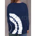 thumbnail image 6 of Aleumdr Womens Crew Neck Pullover Plus Size Blue Tie Dye Long Sleeve Loose Fit Blouse 3XL, 6 of 6