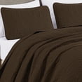 thumbnail image 3 of Chezmoi Collection Austin King Oversized Bedspread Set, 3-Piece Lightweight Microfiber Quilted Coverlet for All Seasons, Chocolate, 3 of 9