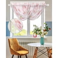thumbnail image 3 of Pink Floral Sheer Waterfall Valance Curtains for Window, Modern Farmhouse Aesthetic Shabby Chic Flower Rod Pocket Sheer Topper Swag Curtains for Living Room, Kitchen 38.5"W x 47.2"L, 2 Panels, 3 of 7