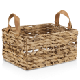 thumbnail image 3 of Bouclair Natural Water Hyacinth Crate with Faux Leather Handles 11.5 X 8.75 X 6 in (29 X 22 X 15 cm), 3 of 3