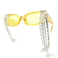 thumbnail image 2 of Heavy Dripping Rhinestone Tassel Bling Luxury Rectangle Sunglasses Yellow, 2 of 4