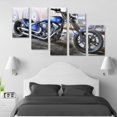 thumbnail image 3 of Juego de Cuadros Decorativos, Motocicleta Custom Azul tipo Chopper, Estilo Biker y Urbano, 5 Piezas, Ideal para Garajes y Bares, 150x80cm, 3 of 5