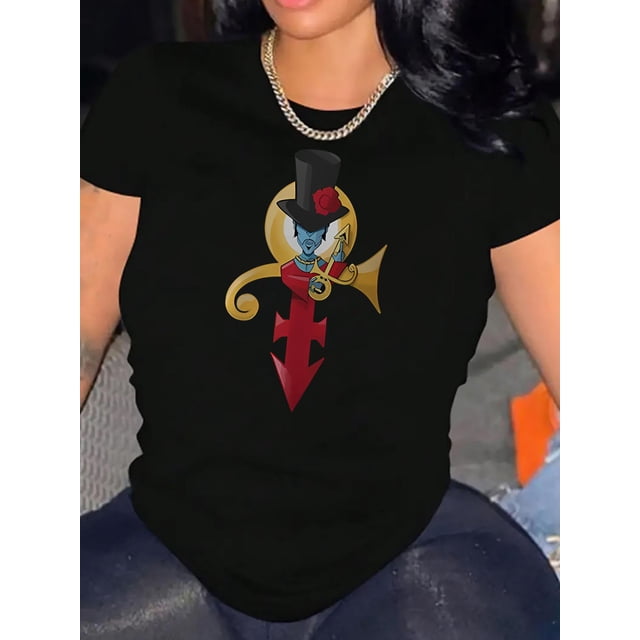 Camiseta Para Mujer De Verano Para Uso Diario, Viajes, DesplazamientosCreative Cross Emblem Pattern Printed Women'S Trendy Round Neck Short Sleeve, Simple Casual Sports T-Shirt, Comfortable Summer T