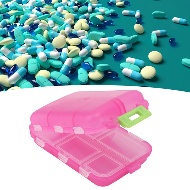 Travel Pill Organizer, 10 Compartments Pill Case Compact And Portable Pill Box Dispenser For Purse Vitamin Fish Oil Compartments Container Medicine Box