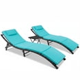 thumbnail image 7 of Homall 3 Pieces Patio Chaise Lounge Chair Sets Outdoor Beach Pool PE Rattan Reclining Chair with Folding Table and Cushion, Blue, 7 of 7