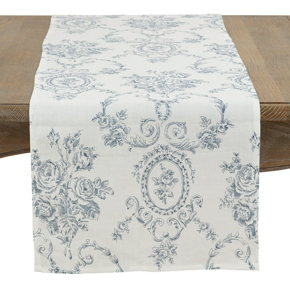 Saro Lifestyle Toile Floral Table Runner