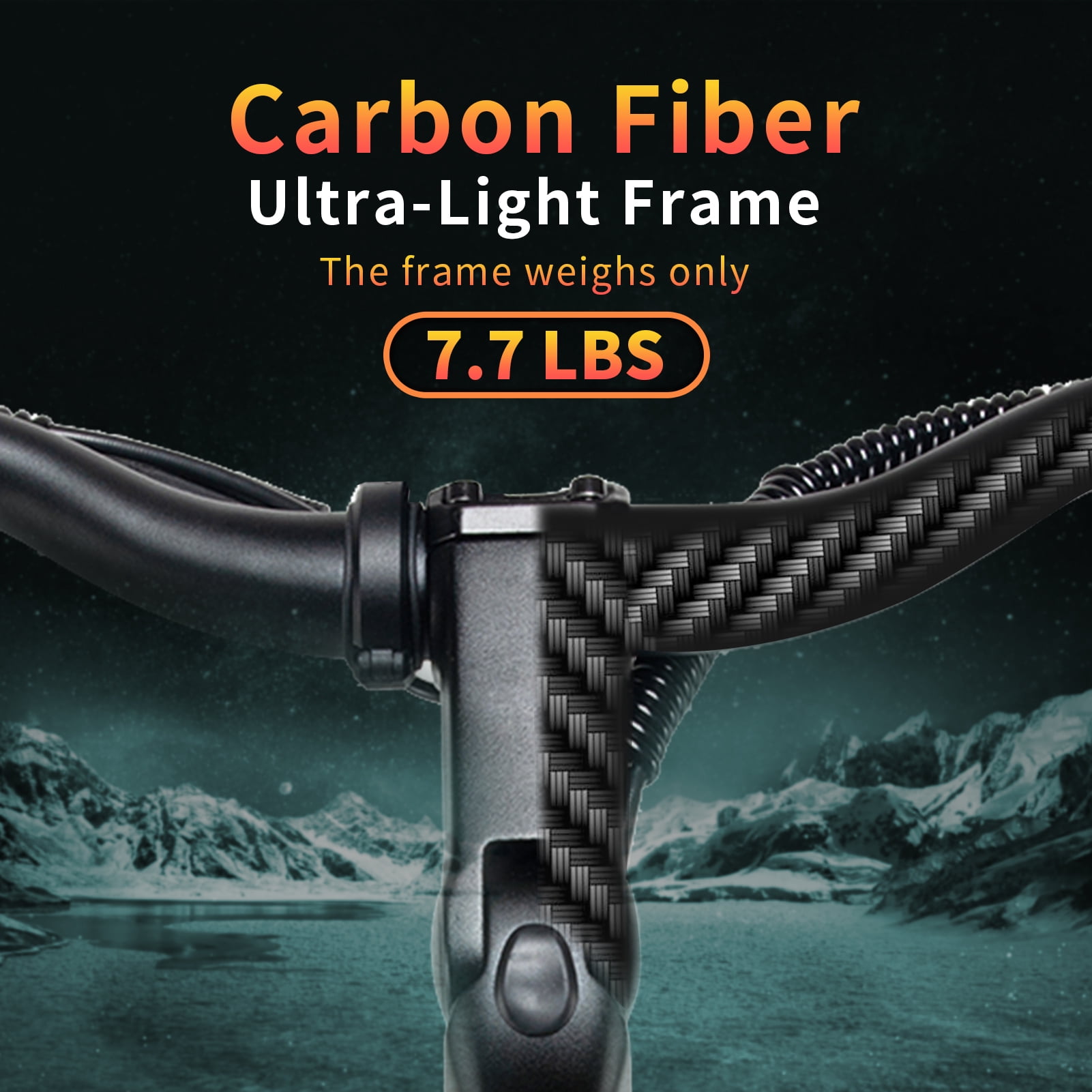 26" Carbon Fiber Electric Bike for Adults, 750W Motor 24MPH Lightweight Commuter E-Bike, 48V Dual Battery 128 Miles Long Range, 13+ Adult Electric Bicycle - Gray