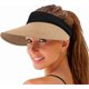 thumbnail image 1 of Women Straw Sun Visor Hat Wide Brim Summer UV Protection Beach Cap Foldable Korean Style-Khaki, 1 of 4