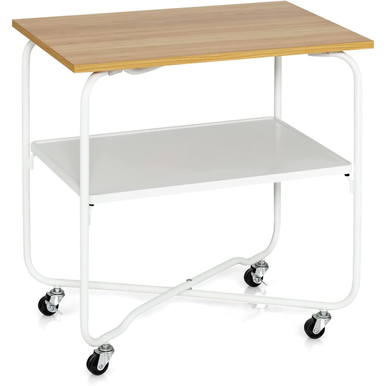 FulnKye End Table on Wheels, 2Tier Rolling Storage Cart, Easy Assembly