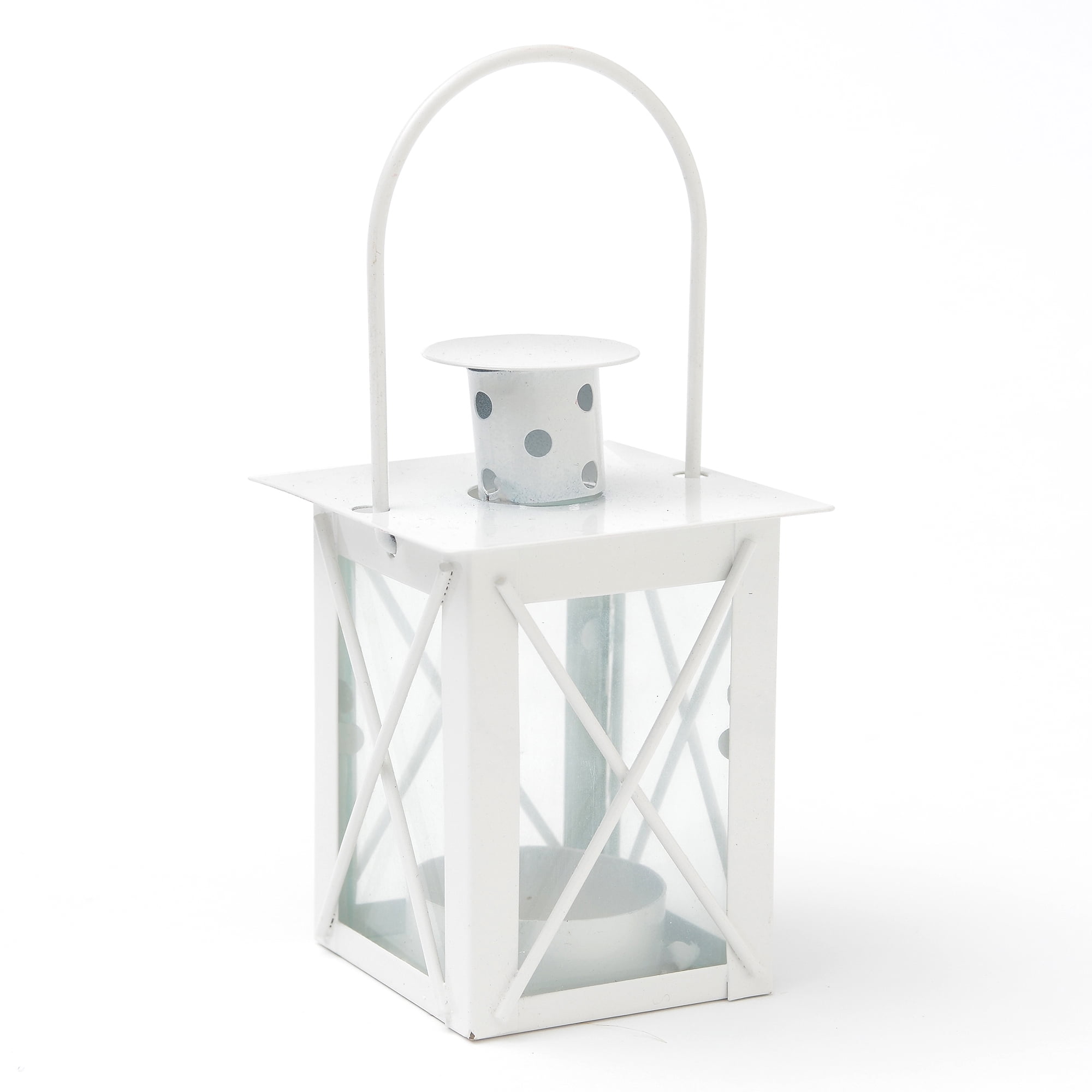 Way to Celebrate 4 in. tall White Metal Lantern, Indoor/Outdoor, 1 Each