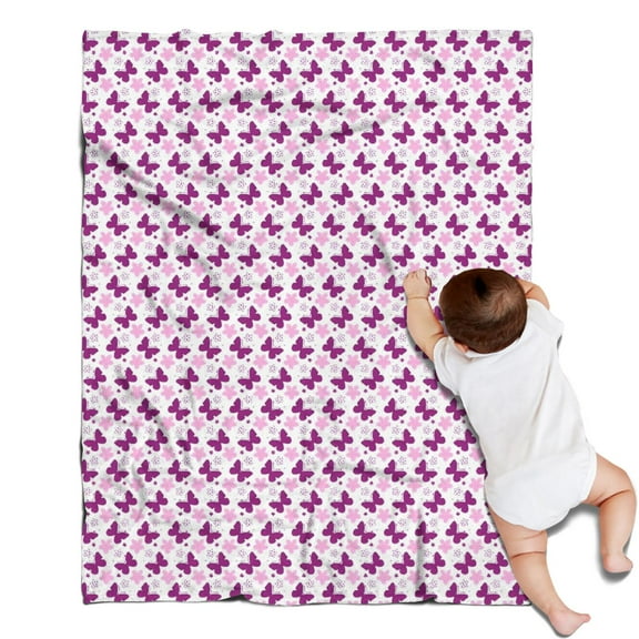Pink Butterfly Pattern Blanket,Comfortable Soft Flannel Throw Blanket,All Season,Warm Lightweight Blankets for Sofa Bed Couch Living Room Chair,30"x40"