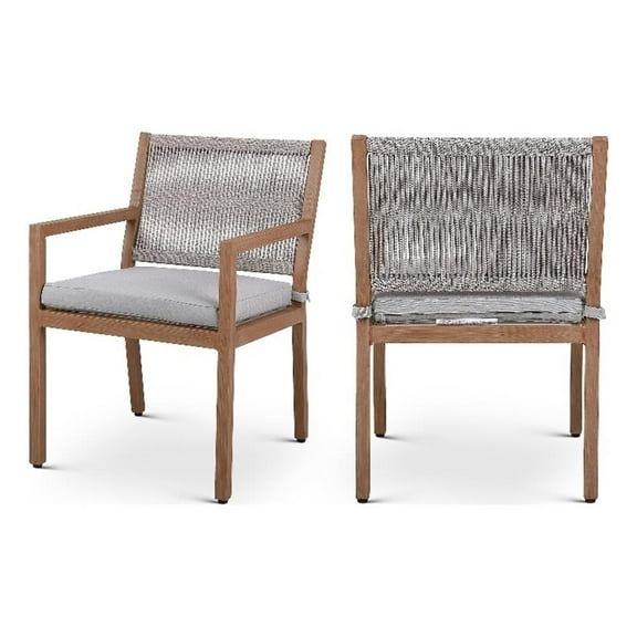 Afuera Living Grey Outdoor Patio Dining Arm Chair (Set of 2)