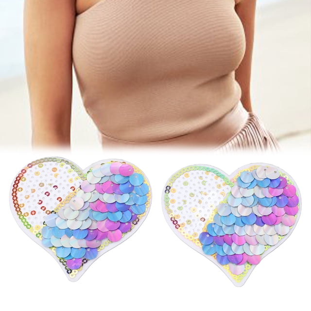 Pequeñas de Las Cubias de Pezón, Pastillas de Pezón Decoración de Lentejuelas 1Pair Comomodo para Las Vacaciones en la Playa